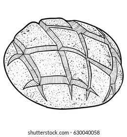 Isolated retro hand drawn bread, Vector illustration