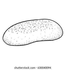 Isolated retro hand drawn bread, Vector illustration
