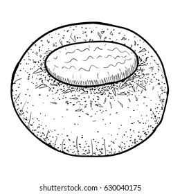 Isolated retro hand drawn bread, Vector illustration