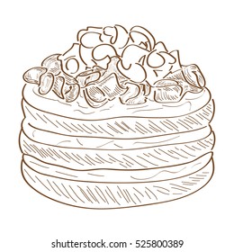 Isolated retro hand drawn cake,  Vector illustration