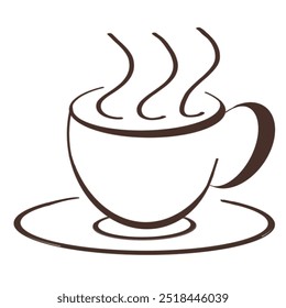 Taza de café dibujada a mano retro aislada. Gráficos e ilustración Abstractas del Vector del icono de la taza de café. Taza de café caliente con estilo. Taza blanca y negra minimalista del té o del café con la Ilustración vectorial de vapor.