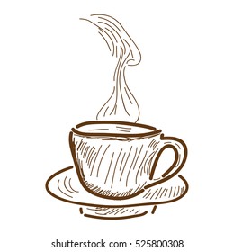 Isolated retro hand drawn coffee cup, Vector illustration