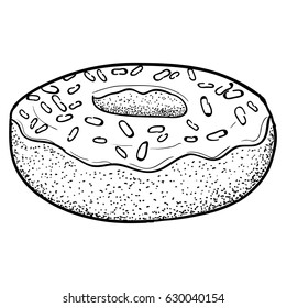 Isolated retro hand drawn donut, Vector illustration