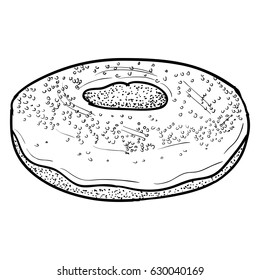 Isolated retro hand drawn donut, Vector illustration