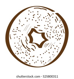 Isolated retro hand drawn doughnut, Vector illustration