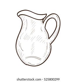 Isolated retro hand drawn pitcher, Vector illustration