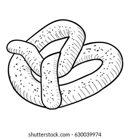 Isolated retro hand drawn pretzel, Vector illustration