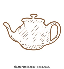 Isolated retro hand drawn teapot, Vector illustration