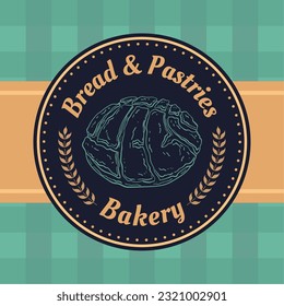 Isolated retro high quality premium bakery badge with a bread Vector illustration