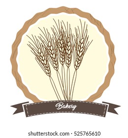 Isolated retro label with a hand drawn wheat, Vector illustration
