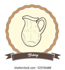 Isolated retro label with a hand drawn pitcher, Vector illustration