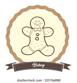 Isolated retro label with a hand drawn traditional cookie, Vector illustration