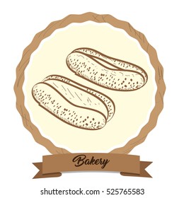 Isolated retro label with a pair of hot dogs, Vector illustration