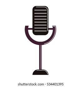 Isolated retro microphone on white background. Studio equipment for podcasting, singing and performing.