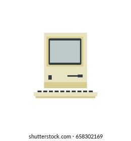 Isolated Retro Notebook Flat Icon. Computing Vector Element Can Be Used For Retro, Computer, Computing Design Concept.