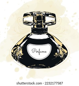 Isolated retro perfume bottle sketch icon Vector illustration