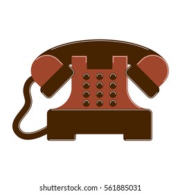 Isolated retro phone with buttons Vintage home decoration.