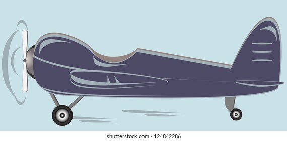 isolated retro plane on blue background