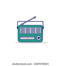 Isolated Retro Radio Vector Illustration. Flat Design Style