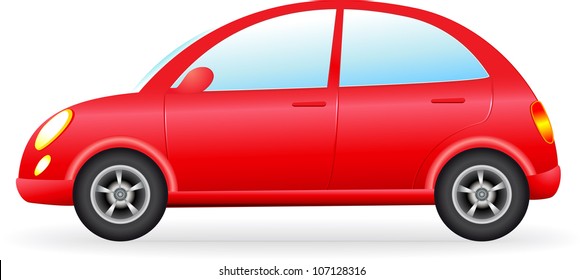 isolated retro red car silhouette, detail