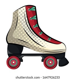 Isolated retro roller skate. Halftone style - Vector