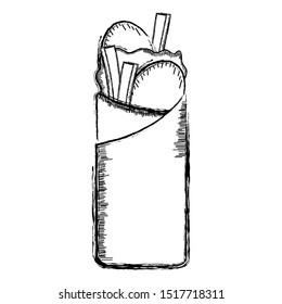 Isolated retro sketch of a burrito - Vector illustration