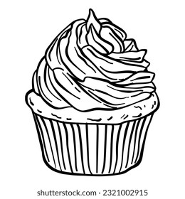 Isolated retro sketch of a cupcake Vector illustration
