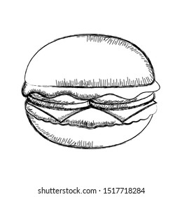 Isolated retro sketch of a hamburguer - Vector illustration