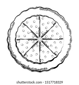 Isolated retro sketch of a pizza - Vector illustration