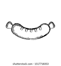 Isolated retro sketch of a sausage - Vector illustration