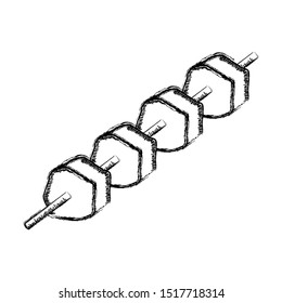 Isolated retro sketch of a skewer - Vector illustration