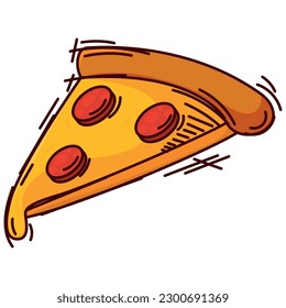 Isolated retro slice of pizza sketch image Vector