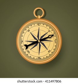  Isolated  retro style metal compass