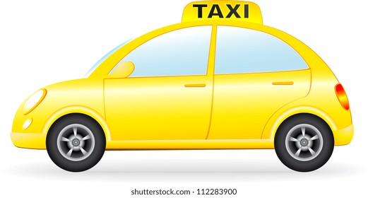 isolated retro taxi car on white background
