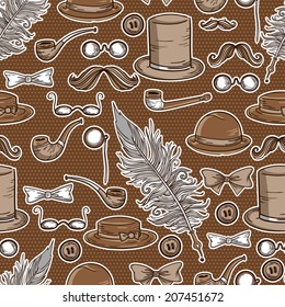 Isolated retro vintage elements. Gentleman history fashion collection