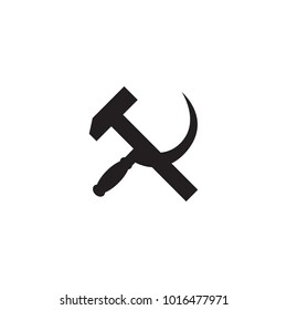 Isolated revolution icon symbol on clean background. Vector sickle with hammer element in trendy style.