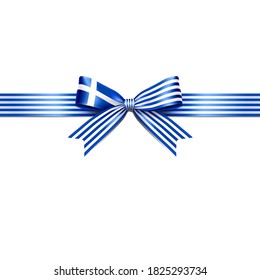 The isolated ribbon with the national flag of Greece concept. Vector illustration of the Greece flag ribbon bow on white background.