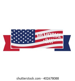 Isolated ribbon with text and the american flag on a white background