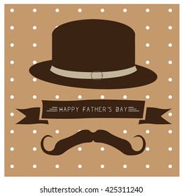 Isolated ribbon with text, a traditional hat and a mustache on a colored background