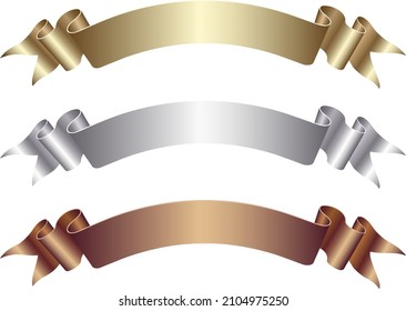 isolated ribbons - golden, silver and bronze