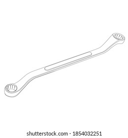 Isolated ring cap wrench sketch vector graphics