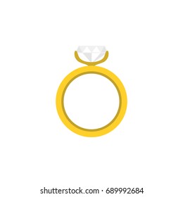 Isolated Ring Flat Icon. Engagement Vector Element Can Be Used For Ring, Wedding, Engagement Design Concept.