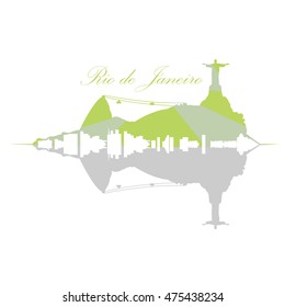 Isolated Rio de Janeiro Skyline on a white background, Vector illustration