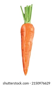 Isolated ripe carrot on a white background. Stylized orange carrot. Print, banner, label, poster, sticker, logo. Vector illustration.