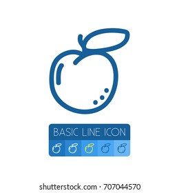 Isolated Ripe Outline. Fresh  Vector Element Can Be Used For Juicy, Apricot, Fruit Design Concept.