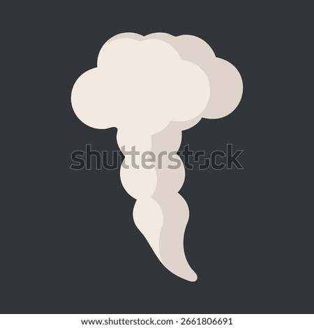 Isolated rising smoke plume flat cartoon
