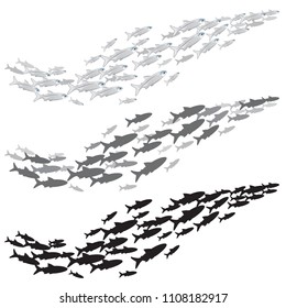 Isolated river fish. Set of freshwater aquarium cartoon fishes. 