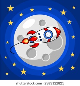 Araqueta aislada aterrizó en el vector de la luna sobre el fondo nocturno simple vector  
