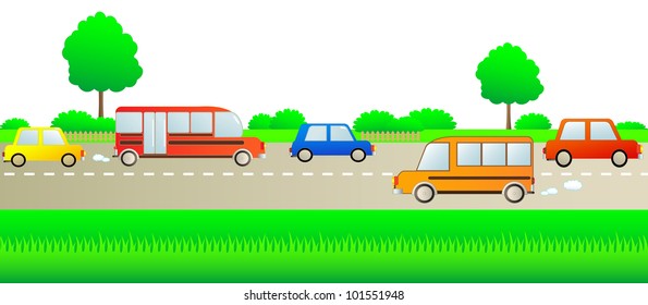 isolated road landscape with transport