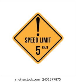 Señal de límite de velocidad máxima de carretera aislada 5 kmh con Ilustración vectorial de fondo blanco